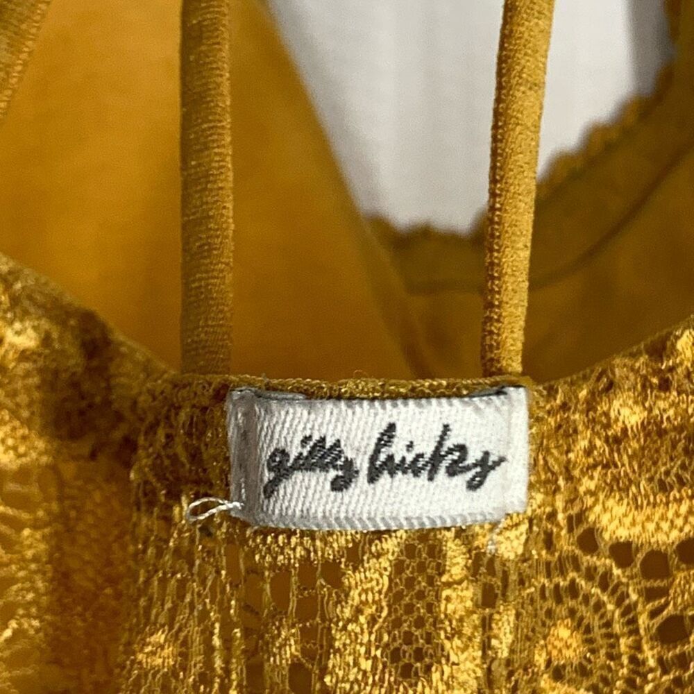 Lace Strappy Bralette Crop Top - Mustard - Picture 9 of 9